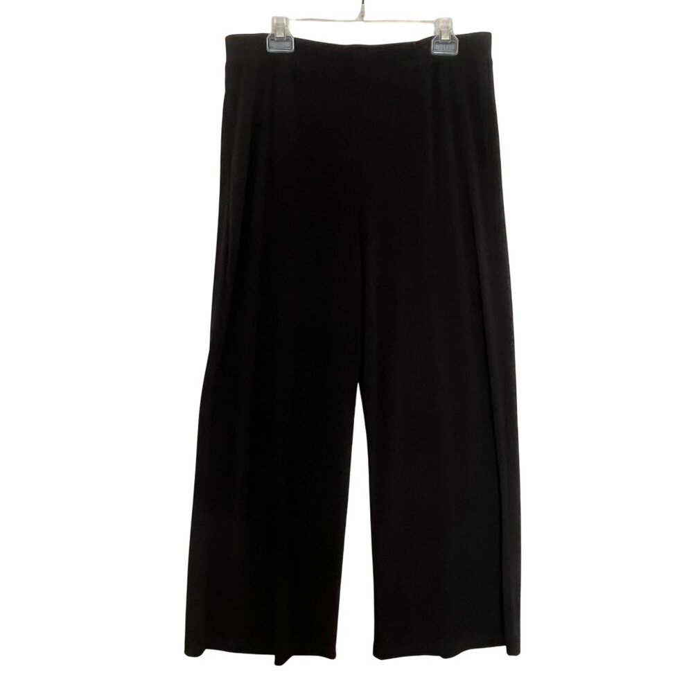 Simonton Says Womens Wide Leg Solid Black Knit Capsule Pants Size Large